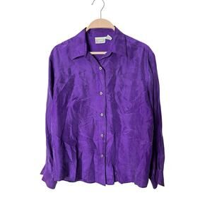 Hasting & Smith Womens Button Shirt purple Silk Long Sleeve Pockets small petite